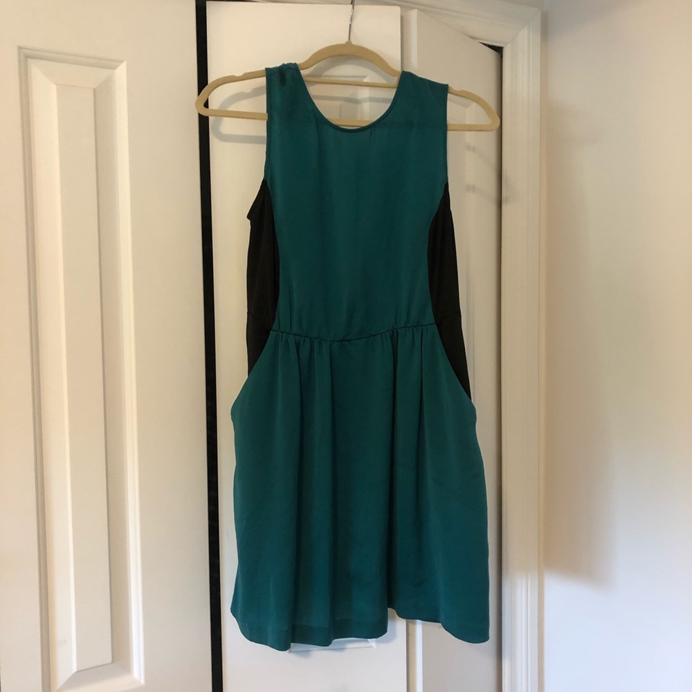 Open Back Teal and Black Dress
